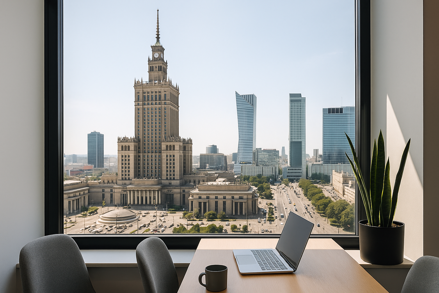 Warsaw skyline office view